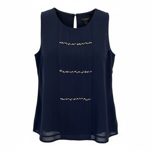 J. Crew Navy Embellished Sleeveless Blouse